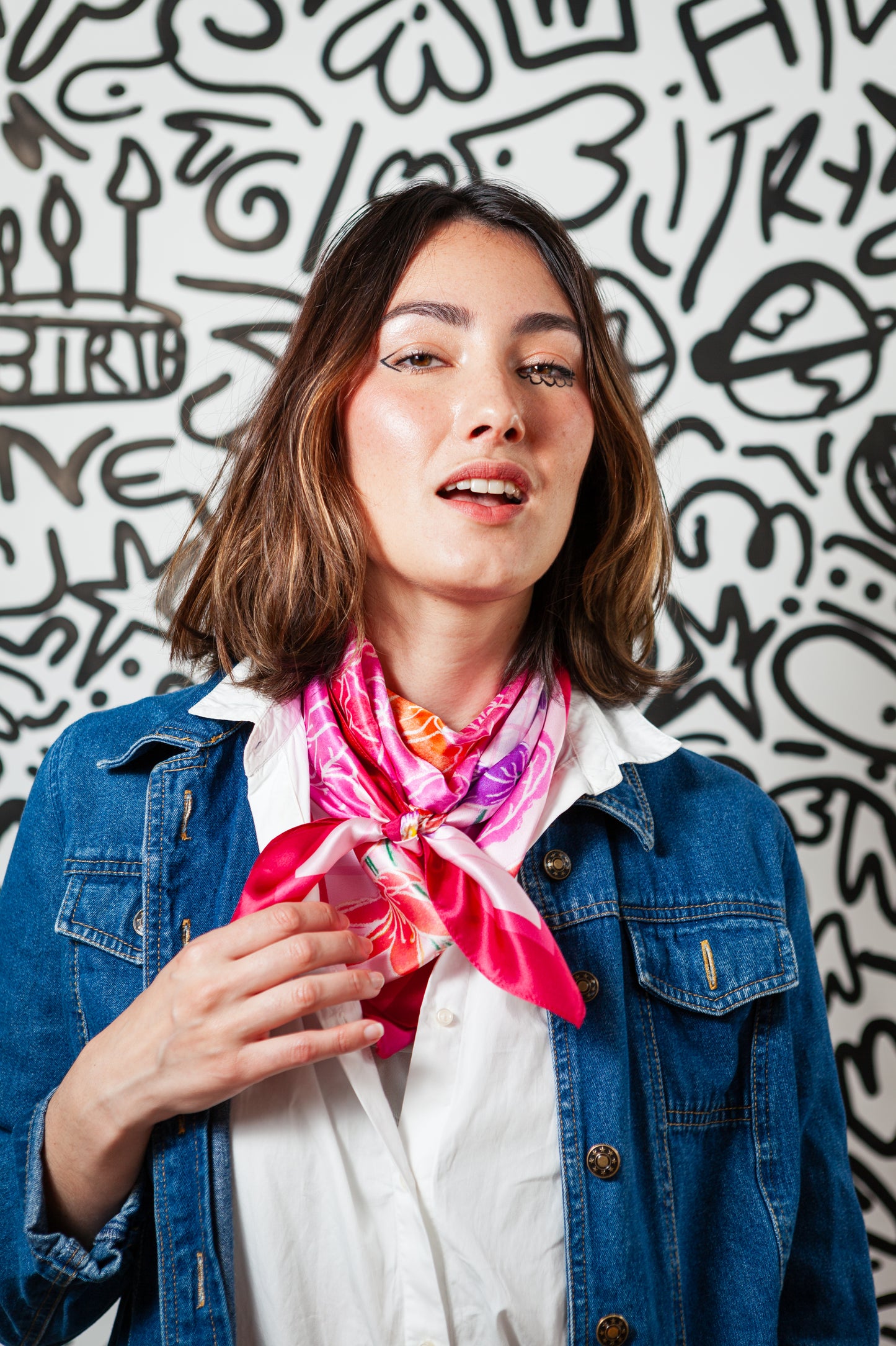 Foulard soie HARU · 90x90 cm | Framboise