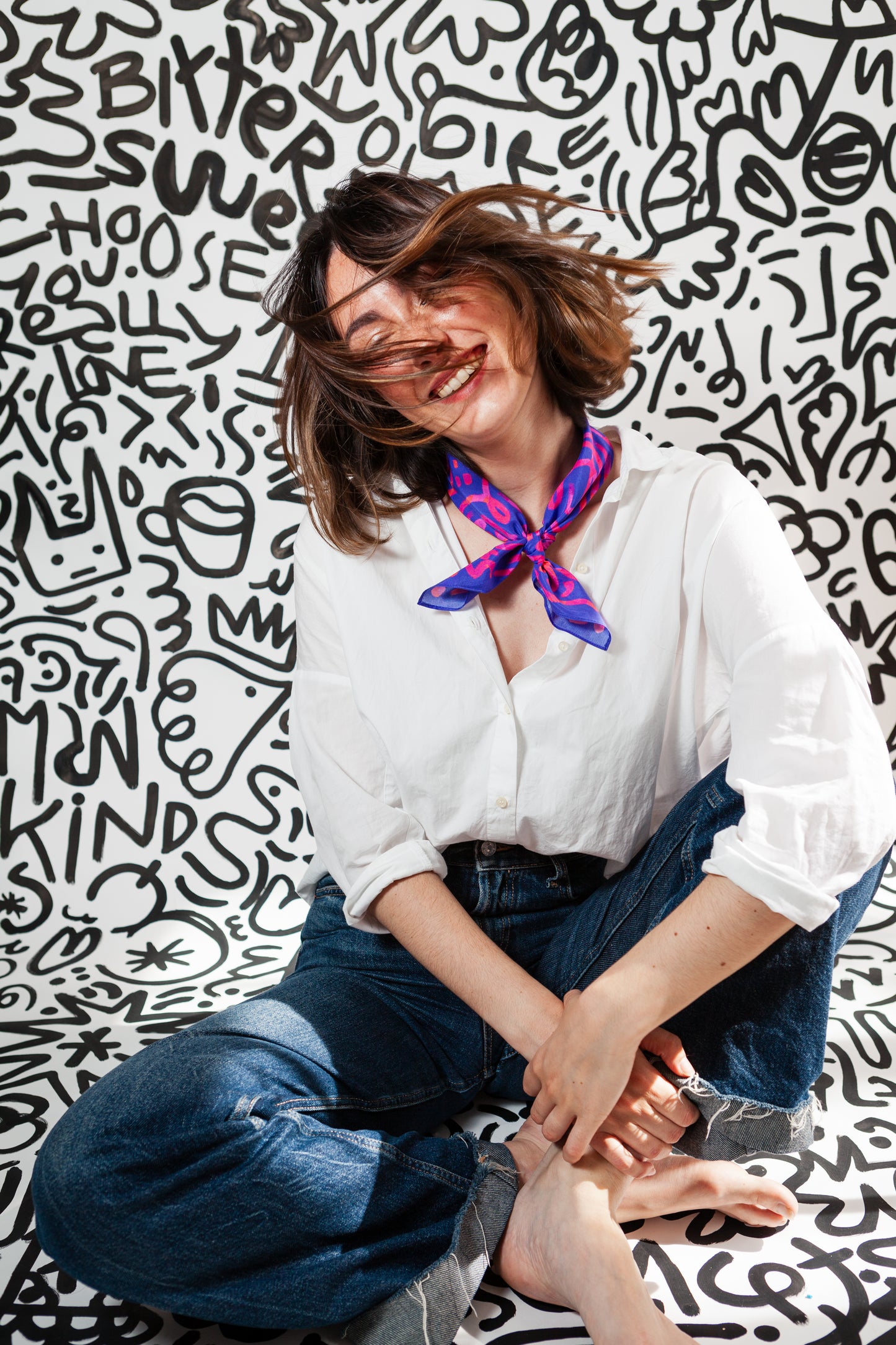 JANICE silk-cotton bandana · 55 × 55 cm | Purple