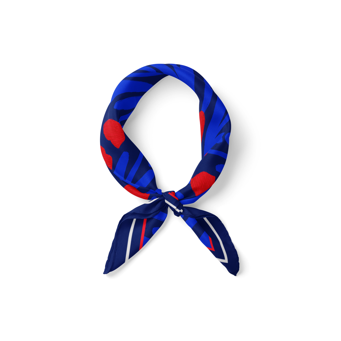 Bandana soie LÉONIE · 55x55 cm | Bleu & Rouge