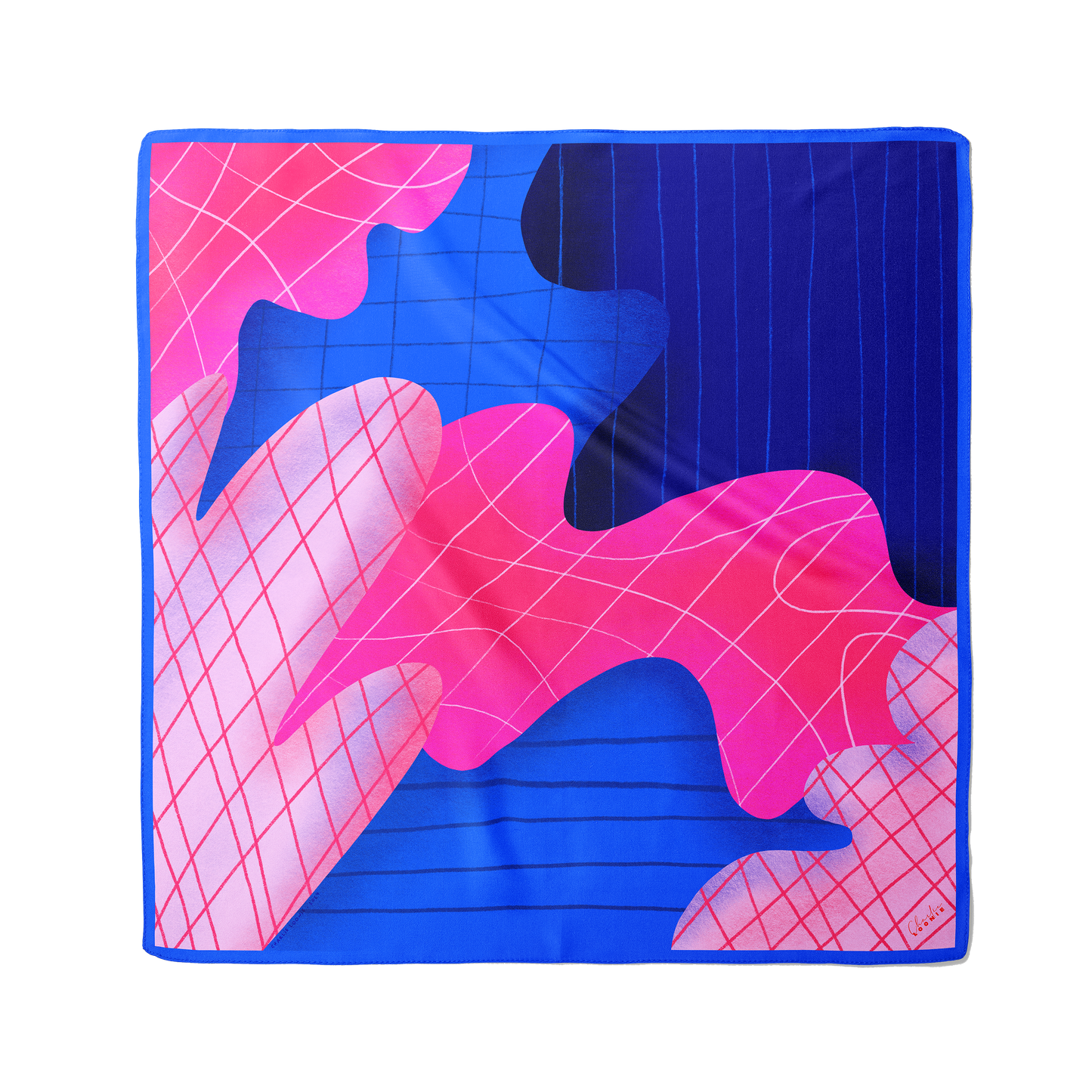 GRENADINE silk scarf · 90x90 cm | Pink & Blue