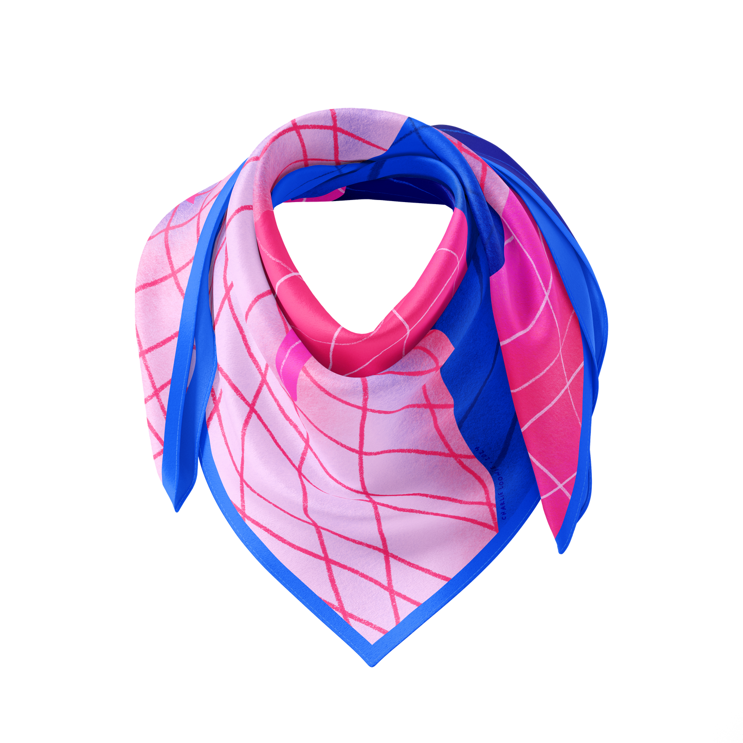 GRENADINE silk scarf · 90x90 cm | Pink & Blue