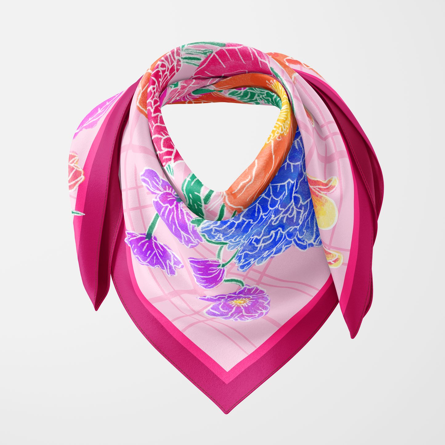 Foulard soie HARU · 90x90 cm | Framboise