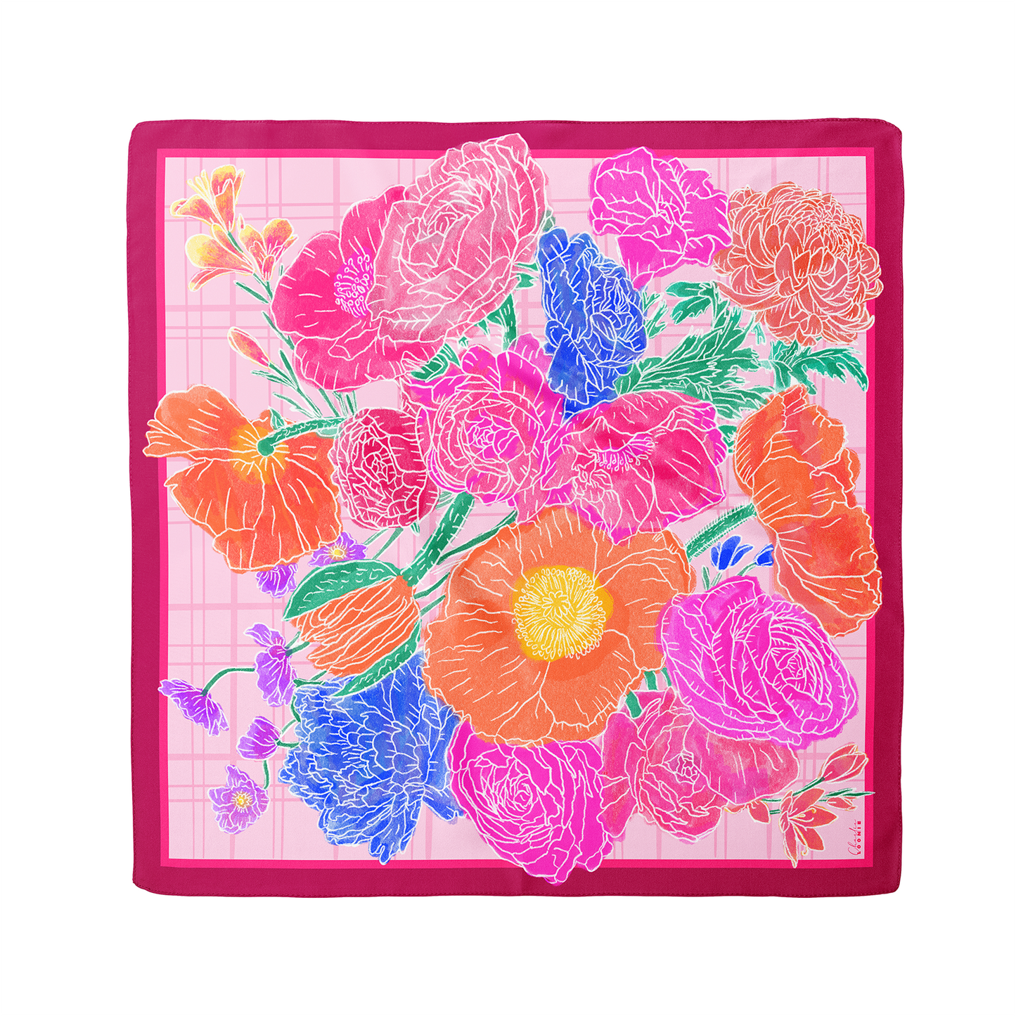 Foulard soie HARU · 90x90 cm | Framboise