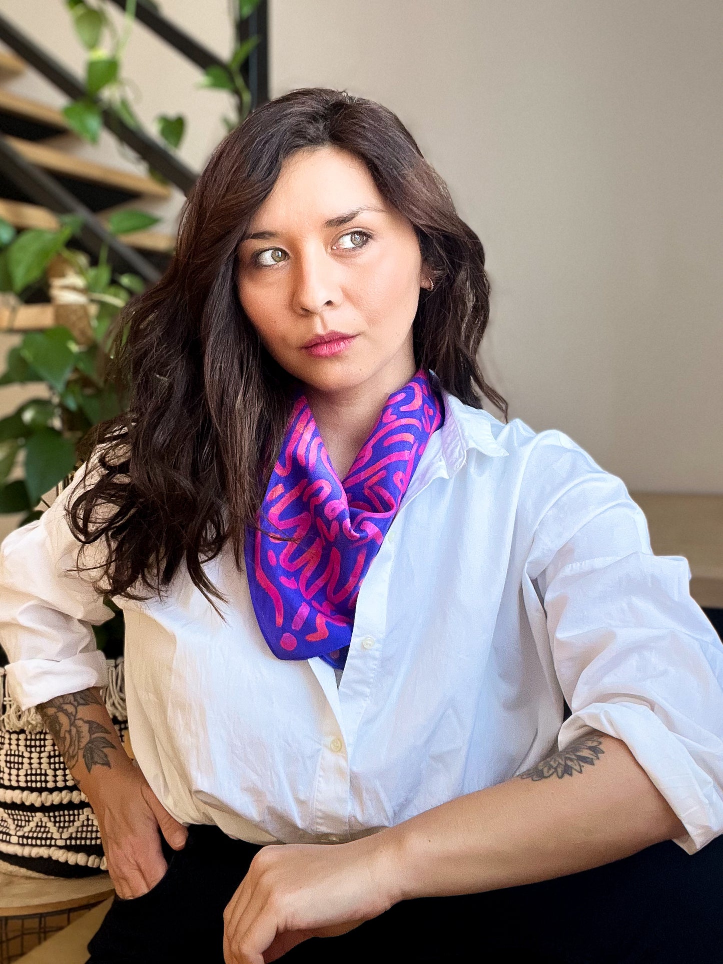 JANICE silk-cotton bandana · 55 × 55 cm | Purple