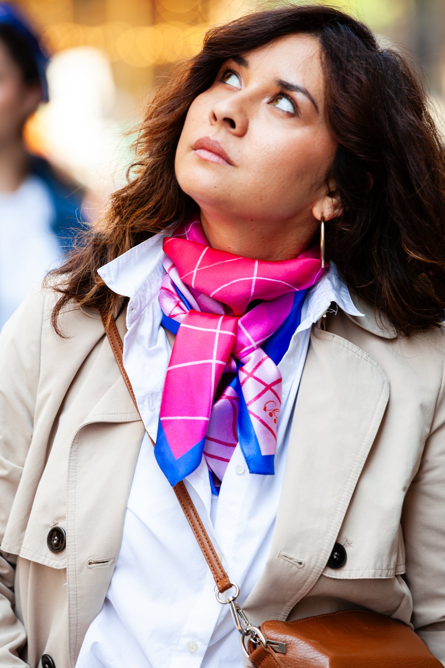 GRENADINE silk scarf · 90x90 cm | Pink & Blue