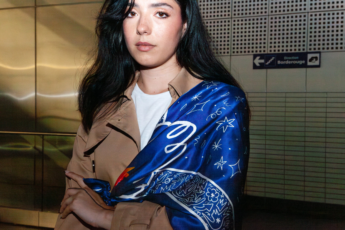 NUIT silk scarf · 90x90 cm | Blue