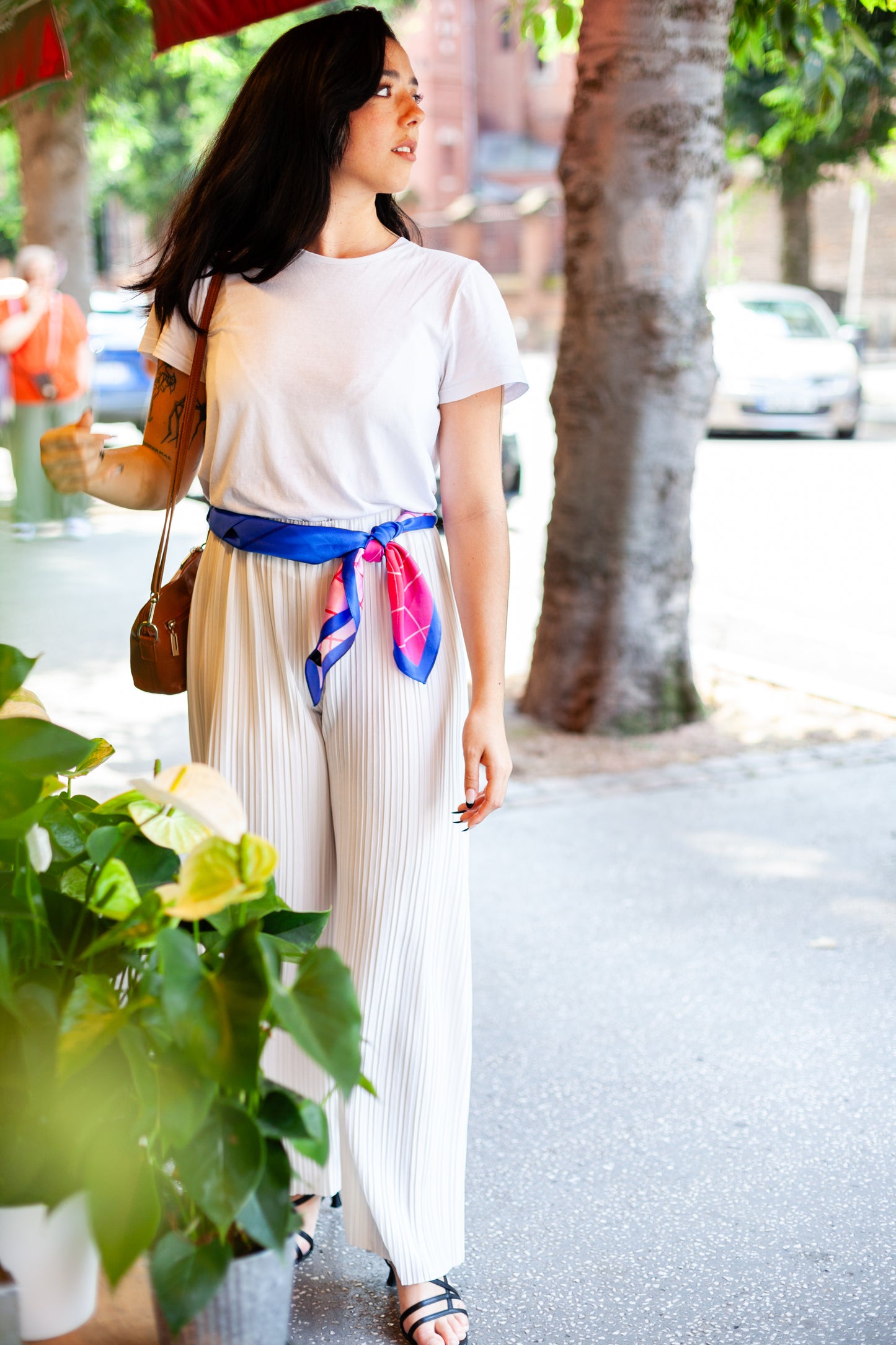 GRENADINE silk scarf · 90x90 cm | Pink & Blue