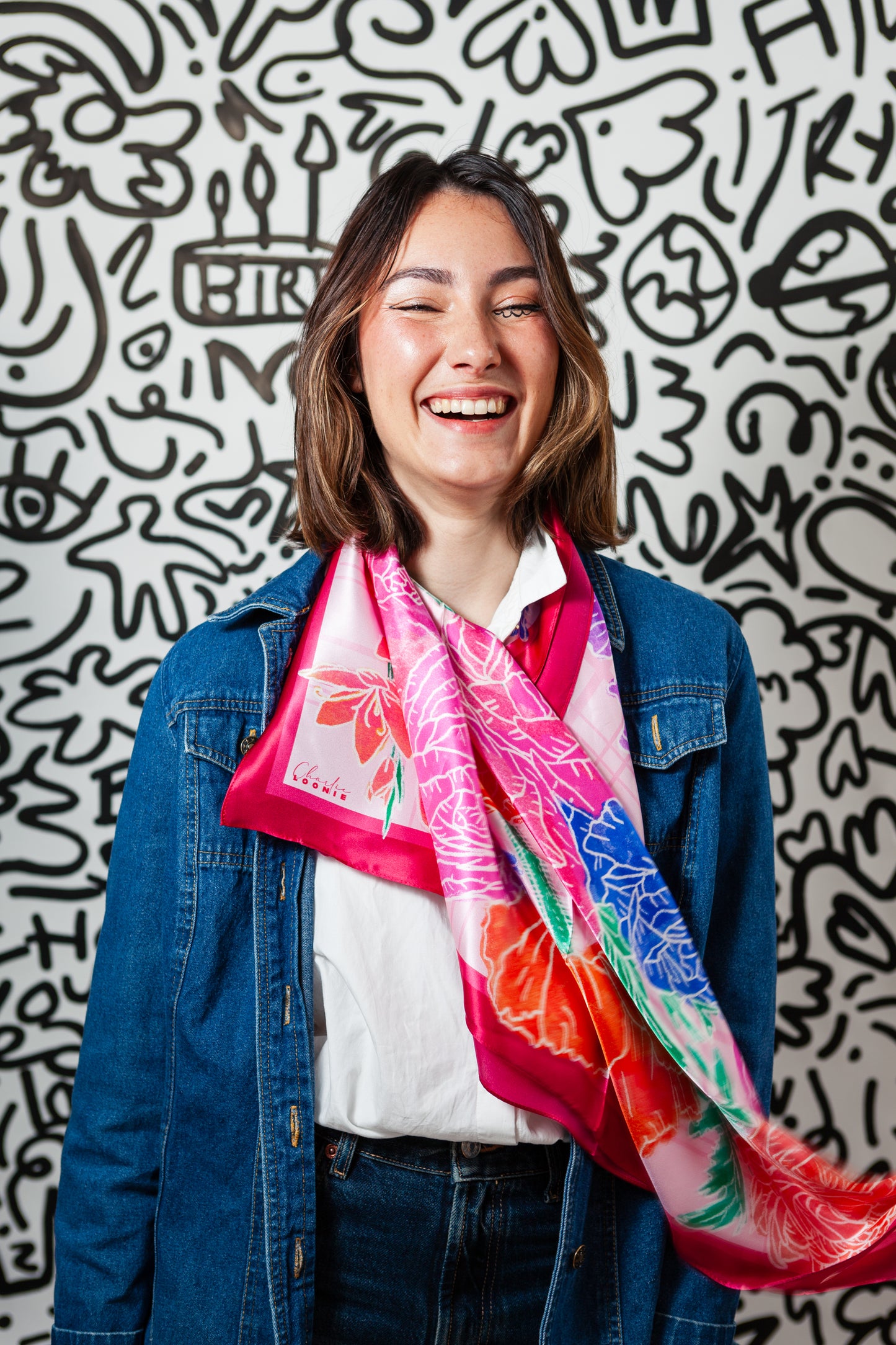 Foulard soie HARU · 90x90 cm | Framboise