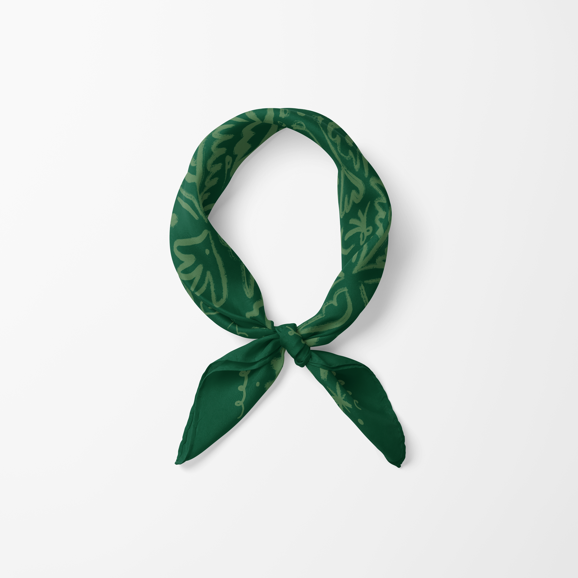 Bandana vert inspiré par la nature et l’art contemporain, porté en accessoire de cou tendance, Charlie Loonie