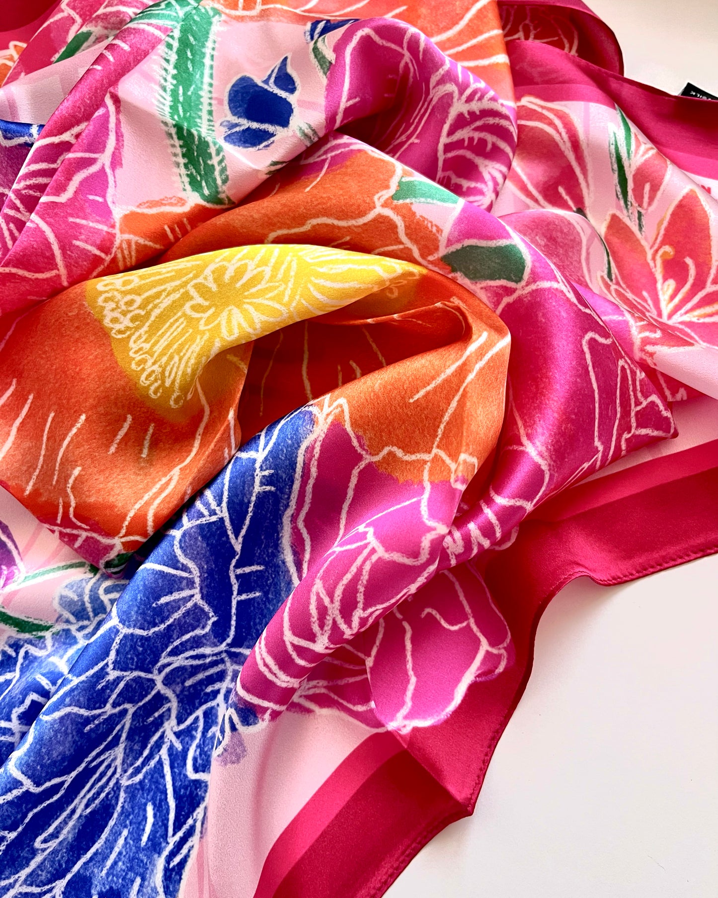 Foulard soie HARU · 90x90 cm | Framboise